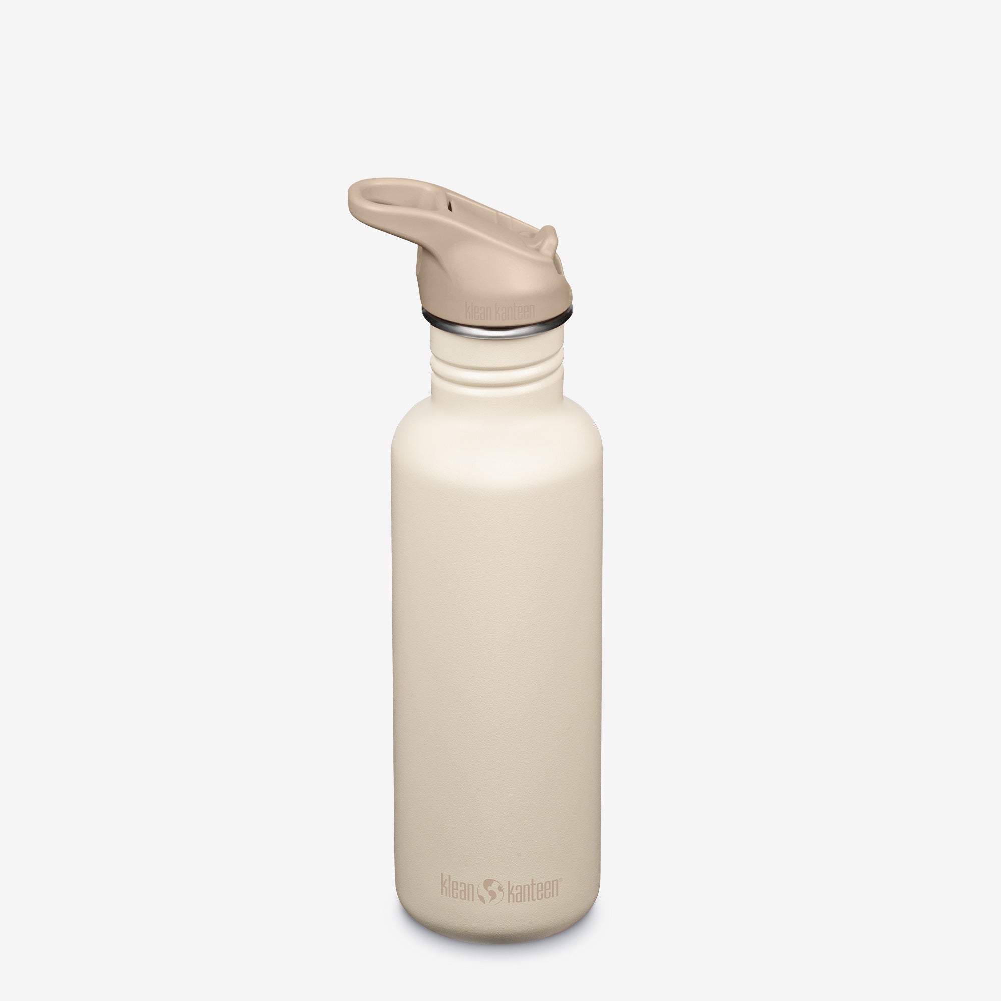 27oz Water Bottle - White Cap Gray cream color