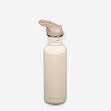 27oz Water Bottle - White Cap Gray cream color
