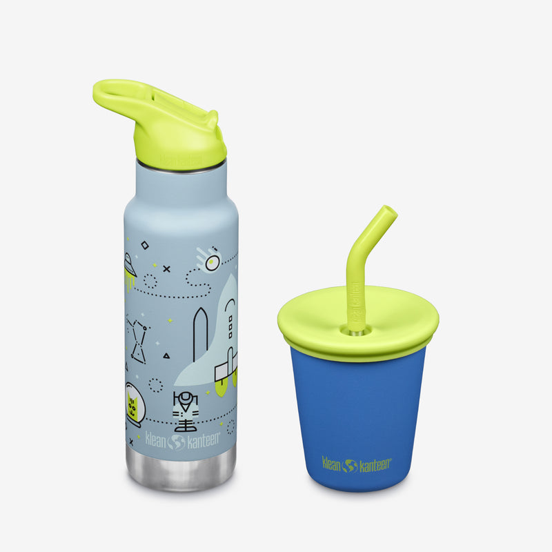 Kid's Sippy Cup and Water Bottle Set - Space Case + Blue
