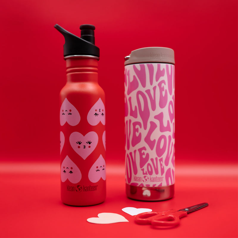 Limited Edition 18oz Classic Water Bottle with Sport Cap - Heart Faces