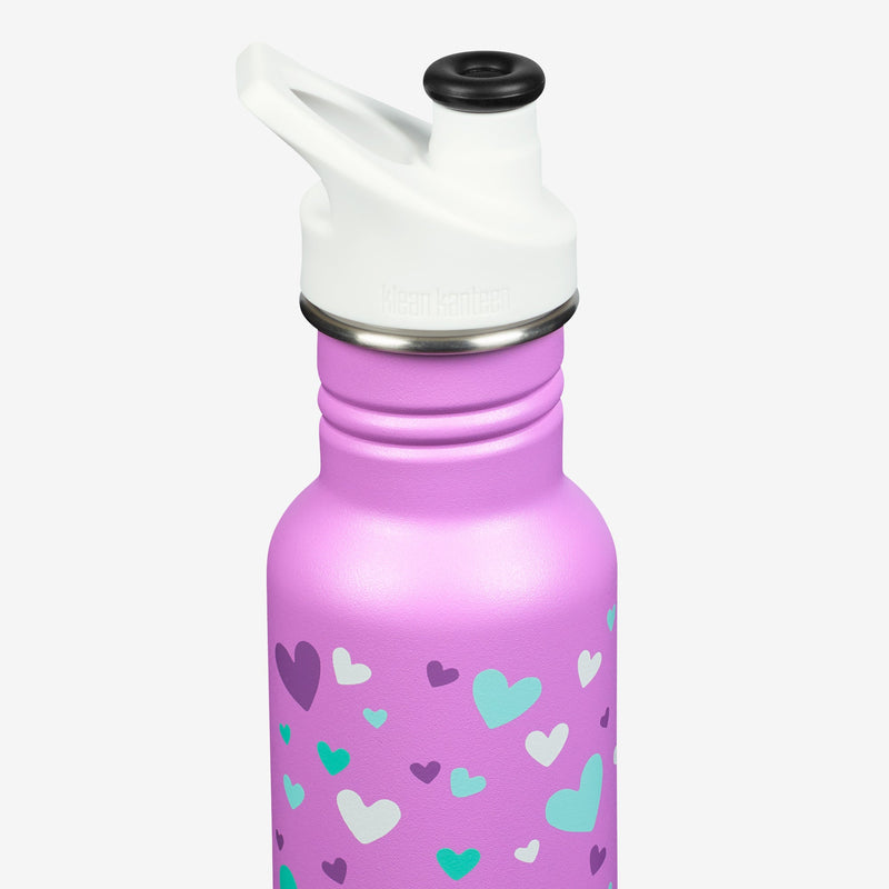 12 oz Kids' Water Bottle - Hearts Design