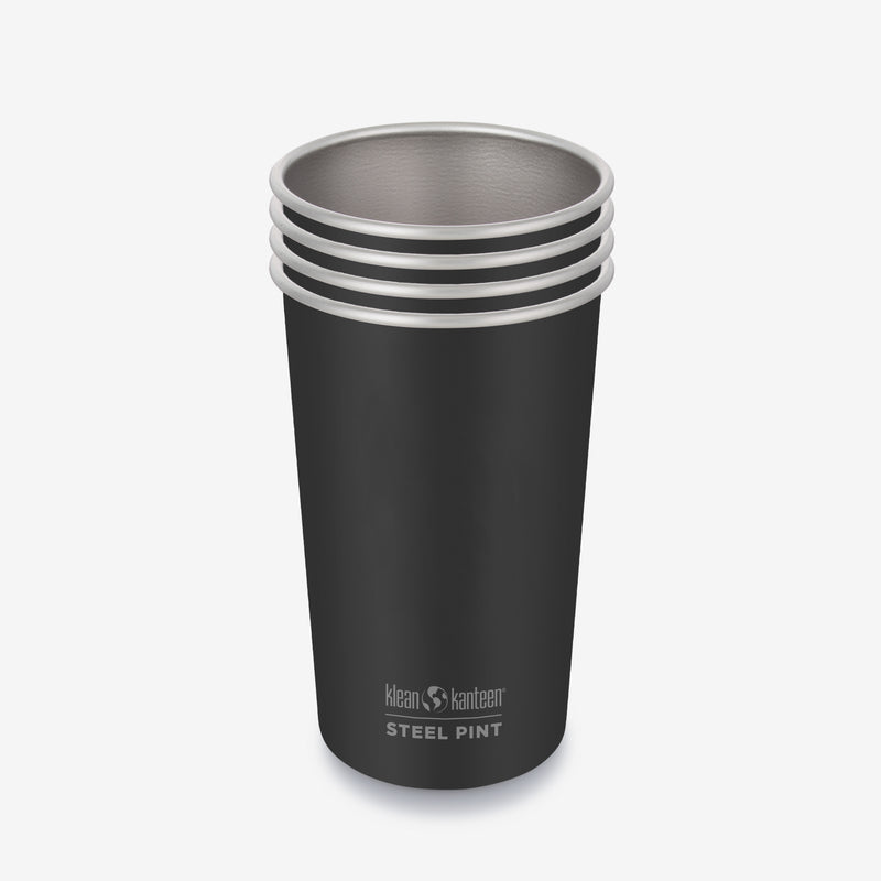 16 oz Steel Pint Cup 4-Pack Set - Black nested