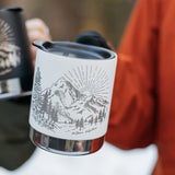 laser etched mountain camp coffee mug