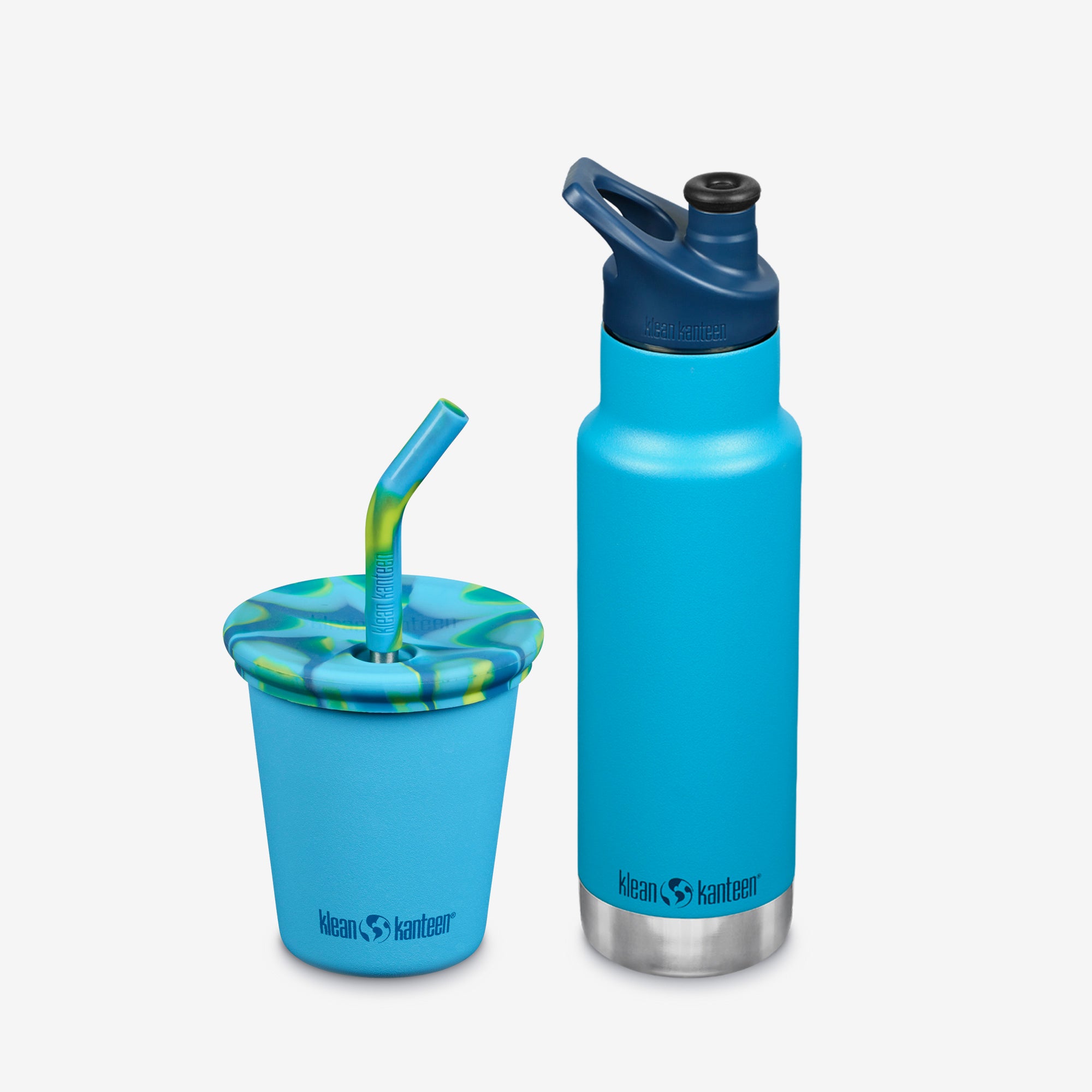 Klean Kanteen Kid Cup 10oz Stainless Steel Cup with Spill-Poof Straw Lid -  Mykonos Blue