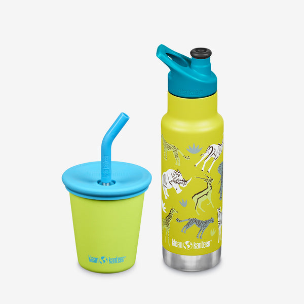 Kids Sippy Cup and Water Bottle Set - Juicy Pear and Safari