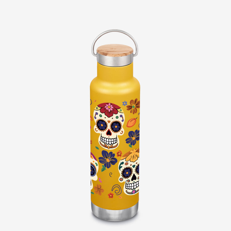 Insulated Water Bottle: Holly Graphic and Bamboo Cap