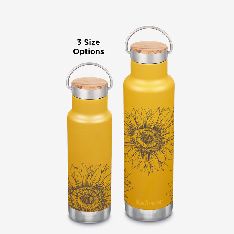 Sunflower Graphics Water Bottle - 2 Sizes Shown