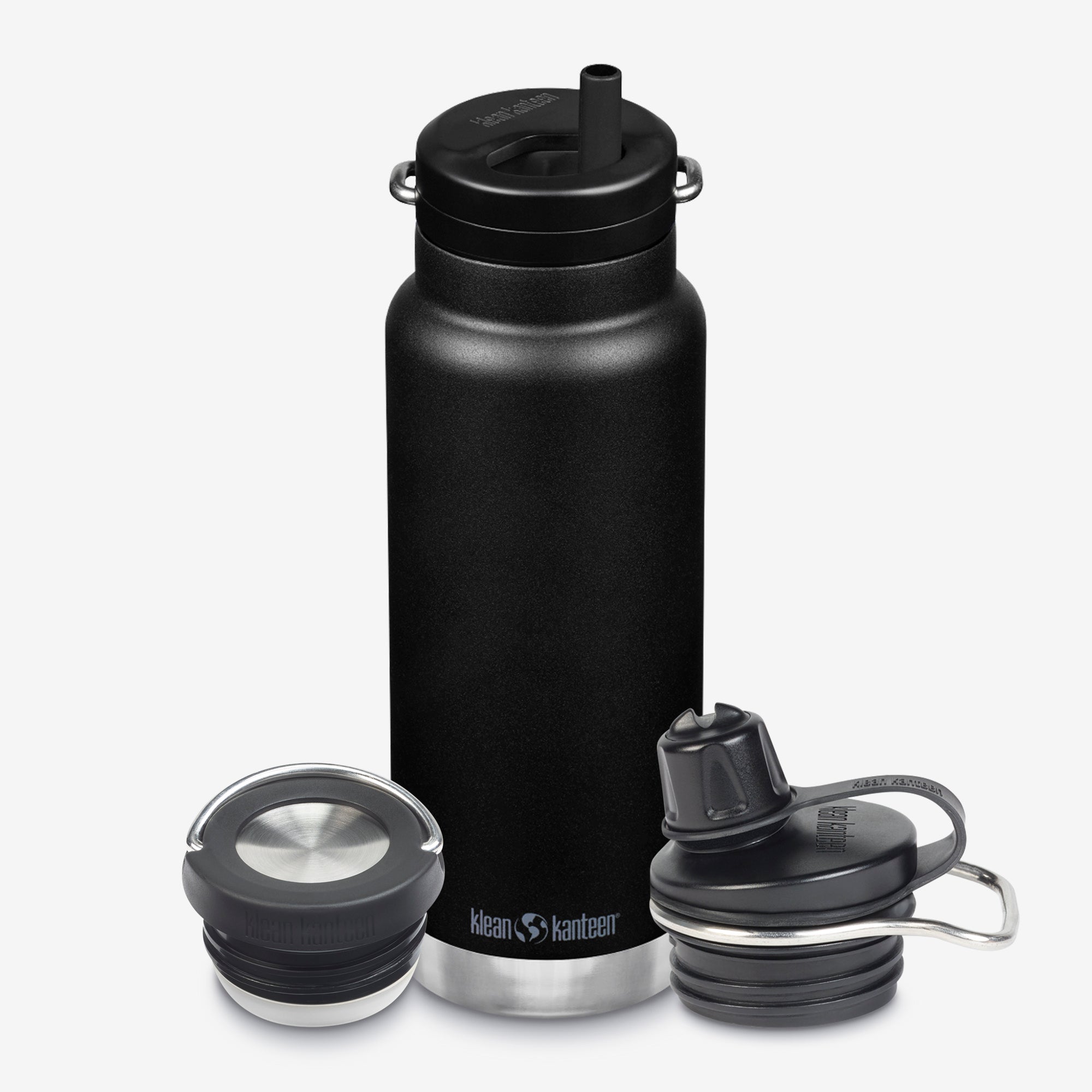 klean kanteen Insulated Wide 473ml ブラック Insulated Water Bottle Bundle, 32oz TKWide with 3 caps | Klean Kanteen