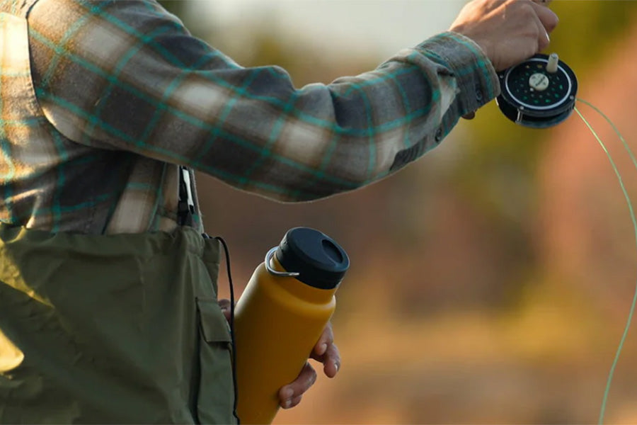 Flyfishing trip with TkWide water bottle