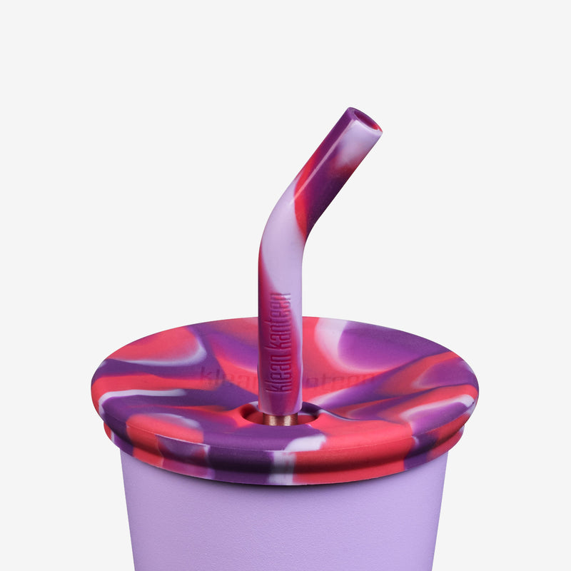 4 Set Cup with Straw 8 oz. Plastic Cup with Built in Straw Kids Assorted Colors