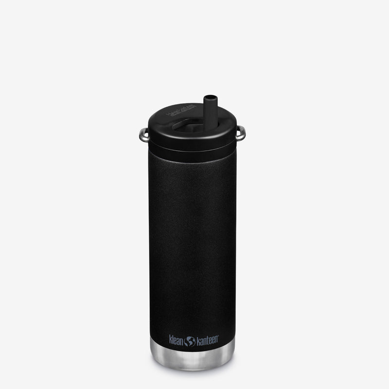 16 oz Water Bottle with Straw Lid - Black