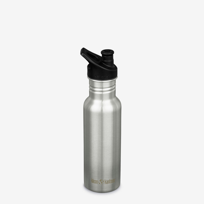 18 oz. White Stainless Steel Water Bottle with Sports Lid