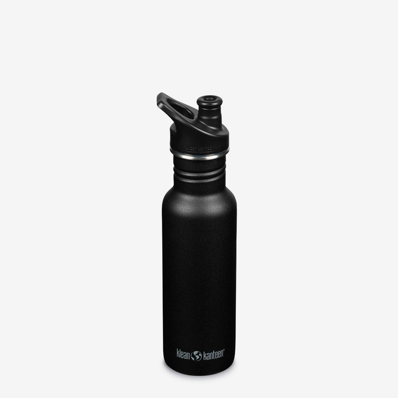Klean Kanteen Classic 18oz, Shale Black Bottle with 3.0 Sport Cap