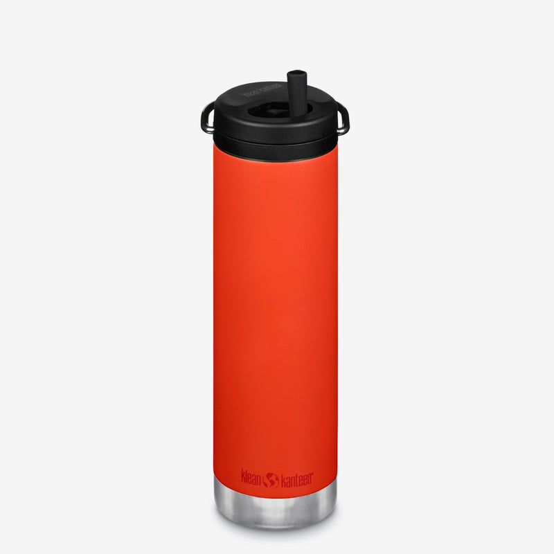 20 oz Insulated Bottle with Straw Cap - Tiger Lily orange