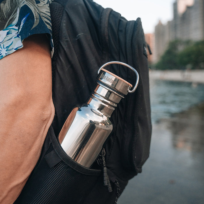 Steel Water Bottle with Bamboo Cap