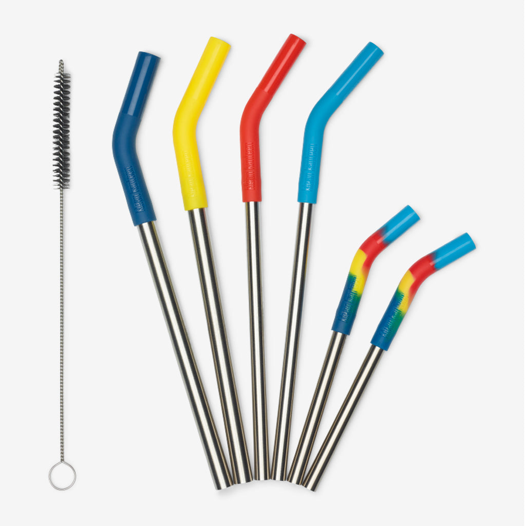 Reusable Multicolored Silicone Straws (6-piece Set)