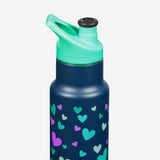 Insulated 12 oz Kids' Water Bottle - Navy Hearts Designs