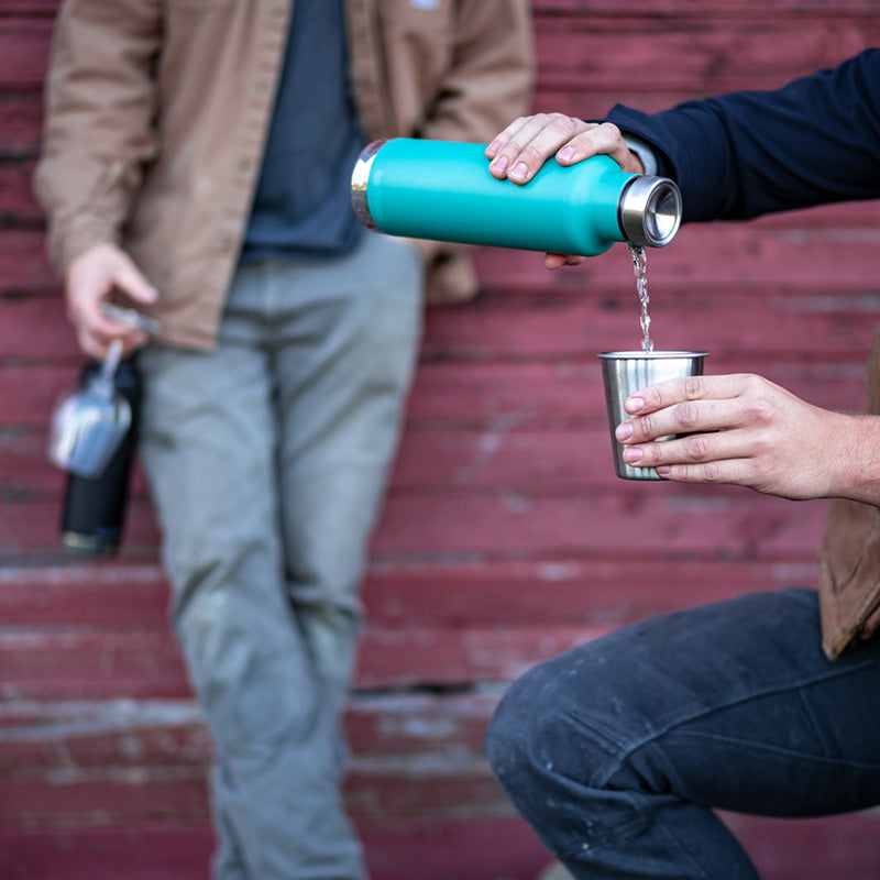 Pour Through Bottle into Steel Cup